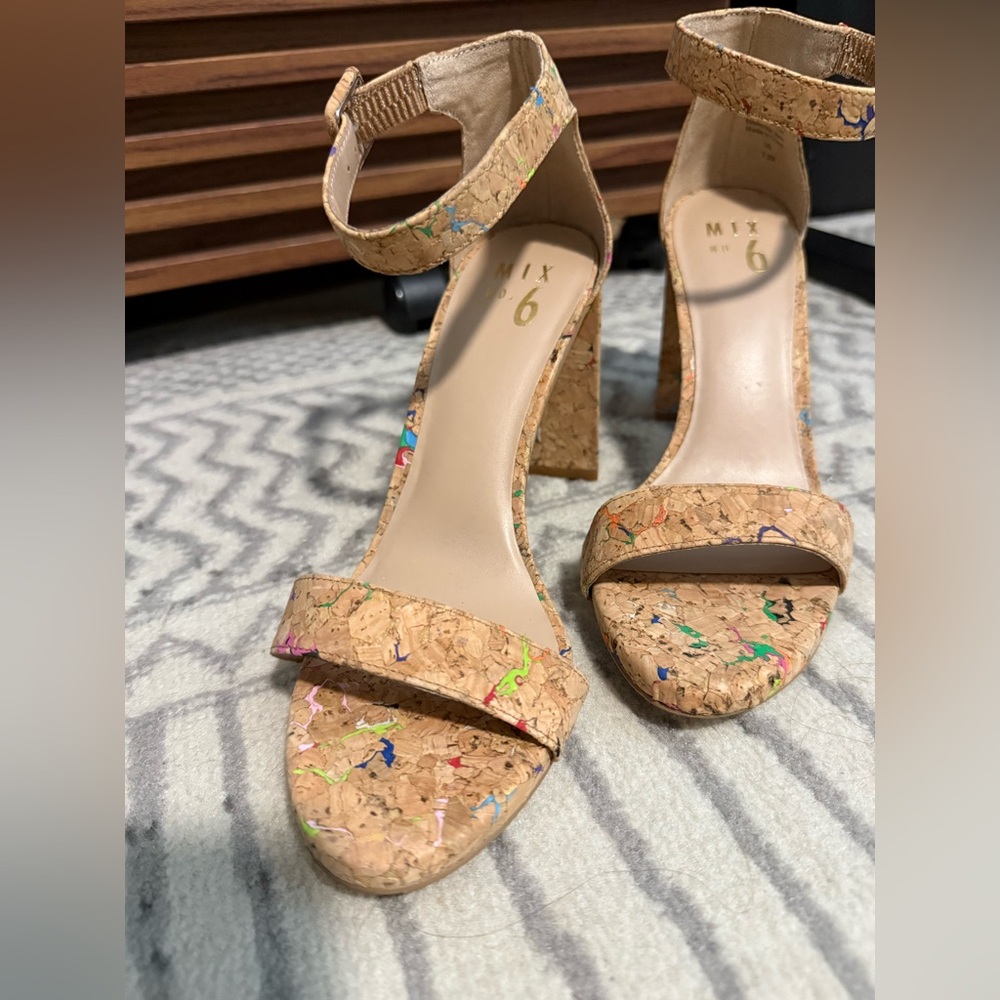 Mix No. 6 Cork Heels with Multicolor Accents 7.5